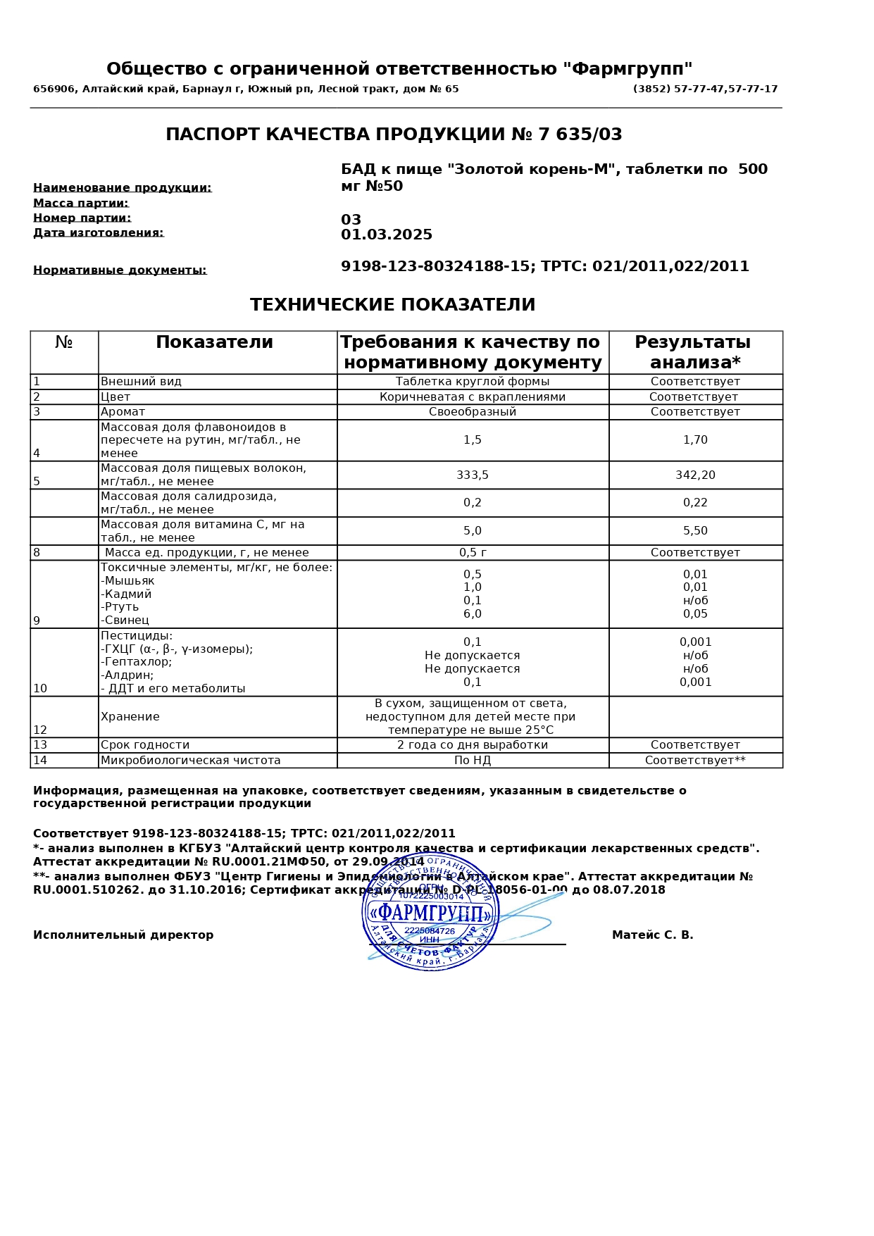 Паспорт №032025